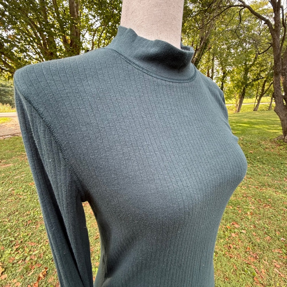 Intimately Free People Womens Ribbed Mock Neck Long Sleeve Top Forest Green LG - Picture 7 of 9